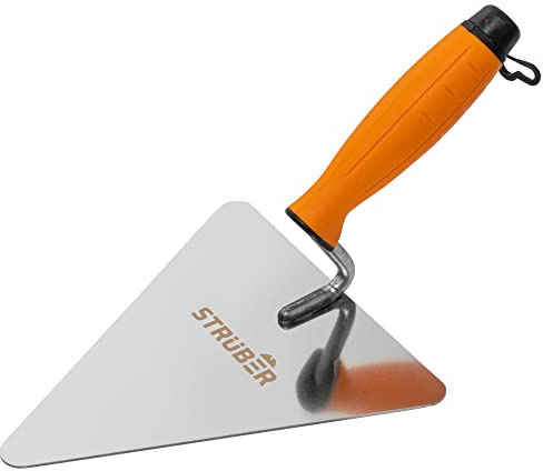 STRÜBER Berliner Maurerkelle 180 mm Dreieckskelle | Softgriff, Rostfrei, Gummigriff, Edelstahl, Made in EU