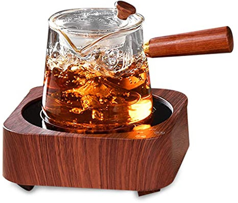 Hokcus Hervidor de vidrio de borosilicato para café, hervidor de hervir silencioso, control de temperatura del calentador de té, función de mantener caliente, prevención de quemaduras en seco de 4