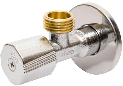 DURO Eckventil Twist, 1/2 auf 1/2 Zoll Eckregulierventil für Kalt- und Warmwasserleitungen, Verchromt, Ventil mit O-Ring, für Einbau in Wasserversorgungssysteme