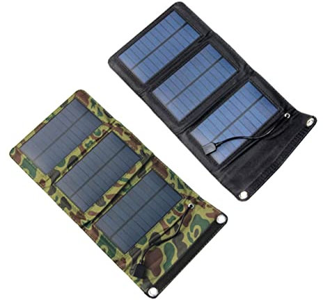Garneck 5w Solarpanel-ladegerät Tragbares Faltbares Mit USB-Ausgang Wasserdichtes Solares Handy-ladegerät Für Camping Wandern Reisen Um Sonnenlicht in Elektrische Umzuwandeln Tarnfarbe