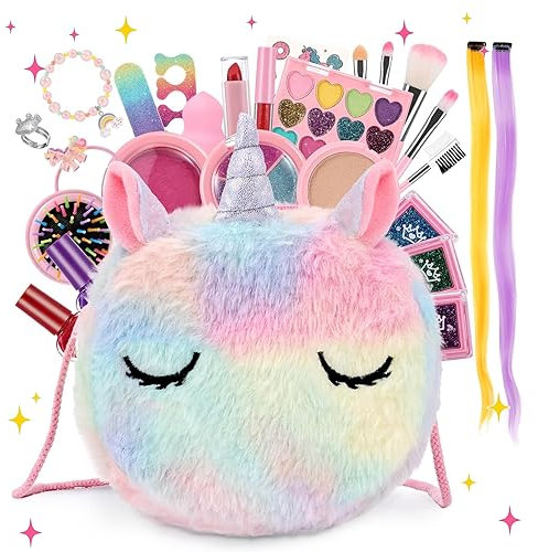 Anpro Trucchi Bambina Set, 41 Pezzi Set di Trucchi per Bambini e Bambine, per ragazze, Giocattoli, Halloween, Natale, Regalo di Compleanno per Ragazze 4, 5, 6, 7, 8, 9, 10 anni