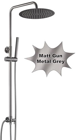 Görbach Regendusche Duschsystem ohne Armatur, Rund 30 cm Gunmetal Grau