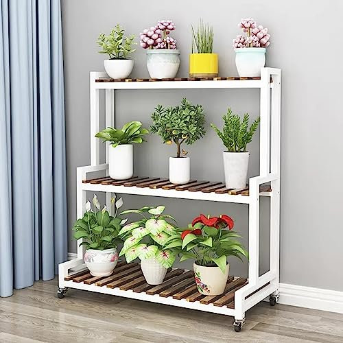 Blumenregal Pflanzenregal Pflanzenständer für den Innen- und Außenbereich, 2 Etagen, 3 Etagen, Pflanzenleiter, Regal, platzsparend, für den Garten, Blumenständer, Blumentopfhalter mit Rollen, Lagerre