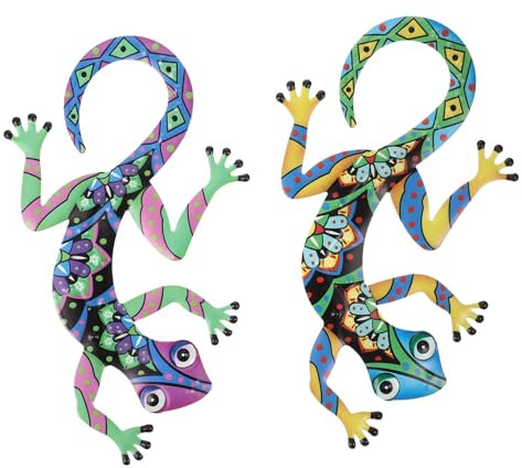 MUSISALY 2stücke Wanddekoration Aus Eisen Dekorative Gecko-figuren Für Garten Und Zuhause Metallische Kunstwerke Für Kinderzimmer Und Wohnräume
