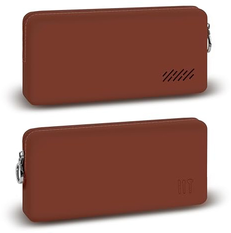 HomeGadget Silikon Pinsel Tasche [ 22 x 11 x 4cm ] - Innen & Außen abwaschbar - Make Up Organizer Aufbewahrung für Pinsel | Brush usw. in Braun