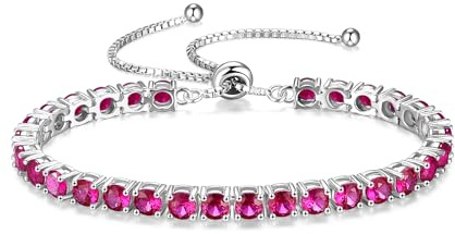 FANCIME Silber Armbnad Damen Tennis Armband mit Geburtsstein, Verstellbares Glitzer Tennis Armband Schmuck Geschenke für Damen Frauen Freundin Ehefrau Mutter