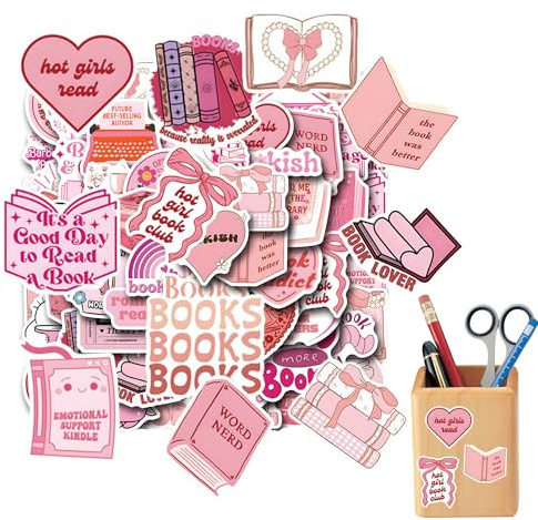 60PCS Pink Bookish Stickers