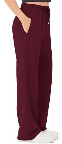 ROSS CAMP Pantalon de Jogging pour Femmes | Coton doux, taille haute, coupe ample (Bordeaux M)