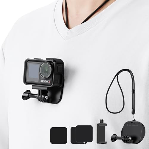 K&F CONCEPT Soporte de Pecho Magnético para Cámaras de Acción GoPro Hero 13/12/11/10/9 Balck, dji Osmo 360 Action 5 Pro/4/3/2 y Más Cámaras de Acción, iPhone Soporte de POV con Clip de Movíl