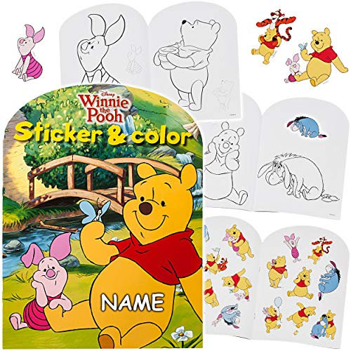 alles-meine.de GmbH 32 Seiten großes XL Malbuch - A4 - inkl. Name - Winnie Pooh - mit vielen Sticker & Aufkleber - Dickes Kindermalbuch - für Stifte & Wassermalfarben - Bastelb..