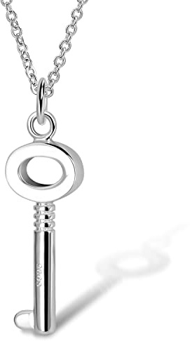 Dankadi Collana da donna in argento Sterling 925 da 18 a 22 con ciondolo a forma di chiave regolabile, chiusura con aragosta, regalo di gioiello per festa di compleanno fidanzata