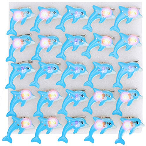 25 Stück Flash-LED-Licht-Delphin-Form-Abzeichen-Glanznadel für Weihnachts- und Halloween-Geschenke, einzigartige Brosche, einfach zu tragen, niedliche Cartoon-Form,