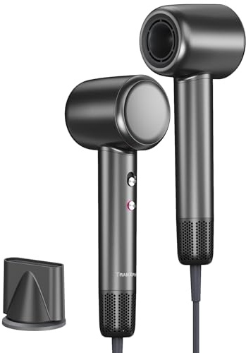 TRANXPHIT High Speed Hair Dryer: 160 000 RPM High Velocity Brushless Motor Blow Dryer, 500 Million Negative Ionic Hairdryer, Low Noise Home Travel Hairdryers for Women and Men with Diffuser