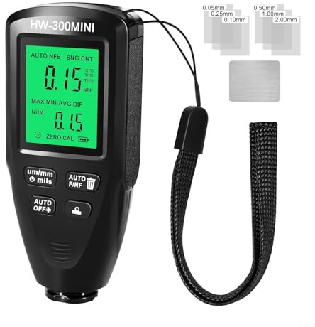 HEBEOT Jauge d'épaisseur de revêtement de peinture de voiture, testeur de revêtement pour le traitement des métaux, l'ingénierie, l'inspection des marchandises et d'autres domaines (noir)