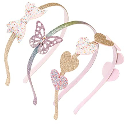 BESTYASH 3 Stück Kinder Haarband Herz Schmetterling Glitzerndes Stirnband Mit Pailletten Leichtes Kopfband Für Partys Und Alltag