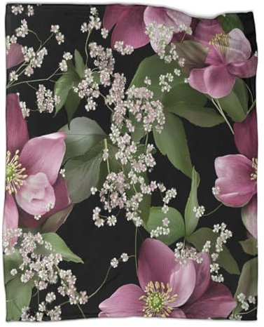 kaiyun Hellébore et gypsophile paniculée,Nouvelle Couverture De Dortoir Motif Floral,Douce,Confortable,Moelleuse,Quatre Saisons,80x90inch(200x230cm)