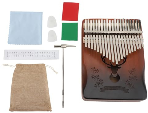 Kalimba 21 Keys Daumen Klavier, tragbares Fingerklavier mit graviertem Notizen Musikinstrument für Anfänger Erwachsene Kinder Musikliebhaber Auftritte (Zarpar) (Ciervo)