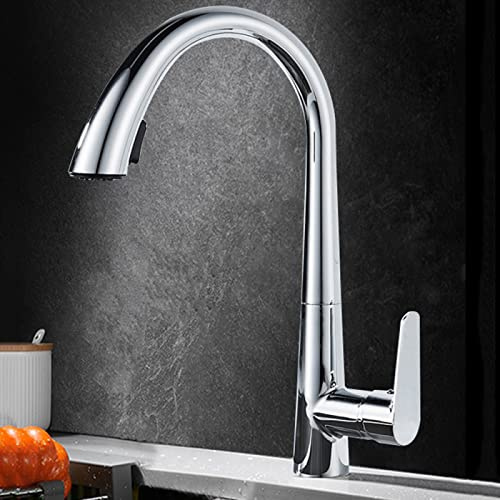 BDDCYWY Pull Out Kitchen Mixer tap,Kitchen tap with Pull Out Hose,Single Level Brass Kitchen Faucet,Kitchen tap with Pull Out Hose,Kitchen Mixer taps hot and Cold,Gun Gray