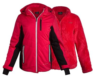 Spyder Womens Ski Jacket - Faux Fur Lined Insulated 3 in 1 Puffer Jacket - Reversible Quilted Winter Coats for Women, Size X-Large, Prism Pink Fuchsia