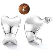 LOLIAS Chunky Ohrringe Silber 925 Creolen Hypoallergen Ohringe Hängend Creolen Tropfen Statement Ohrringe Damen Groß Wasserfest Earrings for Women Geschenke Schmuck (Gold/Silber/Rosegold)
