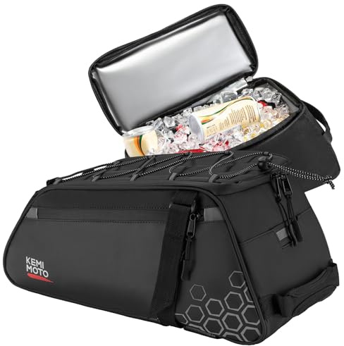 KEMIMOTO Bolsa Bicicleta 2 En 1, Función de Refrigeración, Capacidad 17L -Bolsa Portabultos 11 L con Bolsa Térmica Desmontable 6L, Múltiples Compartimentos, Asa de Transporte y Correa para el Hombro