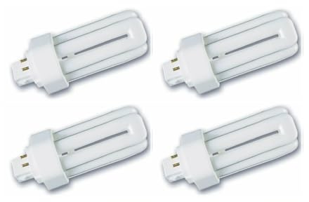4 x Luxsa Lighting 32W CFL GX24Q-3 4 Pin Compact Fluorescent Light 32W PLT Tube Bulbs 2100LM Energy Saving GX24Q-3 Compact Fluorescent Lamp CFL Light Bulbs 4000K Cool White Triple Turn 3U Tube