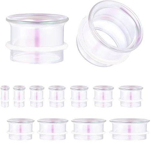 ZS 1 Paar Glas-Ohrmessgeräte, hypoallergen, einzelner Flare-Ohr-Tunnel, leichter Ohrdehner, Piercing-Schmuck mit O-Ringen, Größen 2G bis 2,5 cm