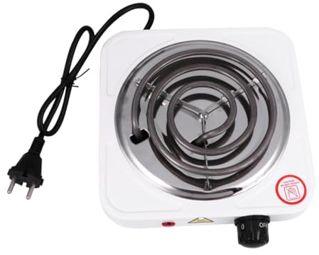 NIYANGLE Estufa de Café Eléctrica Portátil de 1000w, Calentador Eléctrico Ajustable Protección contra Sobrecalentamiento, Pequeño Horno Eléctrico para Camping y Uso Doméstico, Quemador