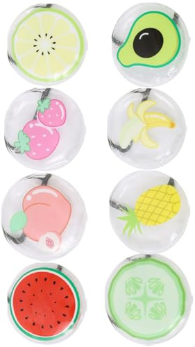 LALADEFIEE 8 Almohadillas Frías Redondas Ojos Gel de Pvc, Diseño Delicado de Fruta, Terapia Fría para Aliviar Ojeras y Bolsas en Tren o Hotel
