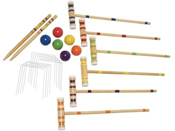 rongweiwang Sechs Spieler Krocketset mit Holzschlägern und Spielkomponenten für unvergessliche Momente im Freien.