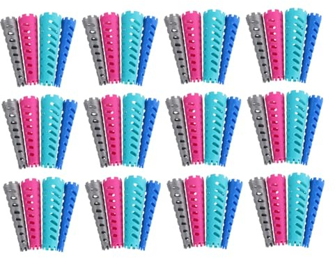 Healeved 48 Pezzi Rullo per Permanente Chioma in Plastica Forma a Campana, Riduce Danni e Trazione, per Saloni Professionali e Principianti, Set da Colorati