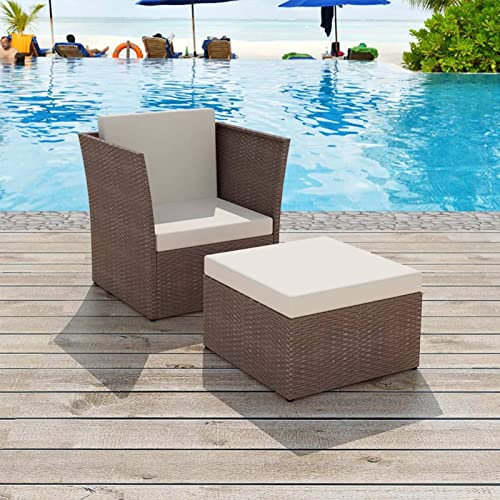 Chusui Garten-Sonneninsel mit Sonnendach, Gartenmöbel, Daybed Outdoor, Sonnenliege, Terrassenliege, Outdoor Lounge, Liegeinsel, Poly Rattan Braun