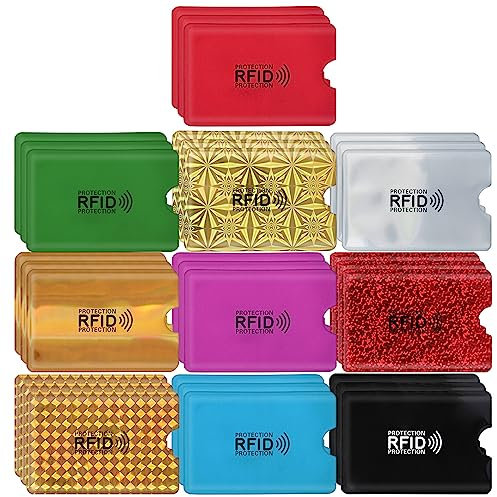 cobee 30 fundas coloridas para tarjetas RFID, tarjetero de crédito con bloqueo RFID, protector ligero para tarjetas de identidad, protección contra robos, funda segura para mujeres y hombres, Azul,