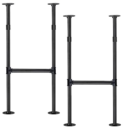 Mdjwjj Industrial Pipe Counter Bar Height Table Leg,Metal Table Legs,Iron Base Legs Coffee Tables, Desks, Nightstand,2Pcs, 38 H × 14 W(Black)