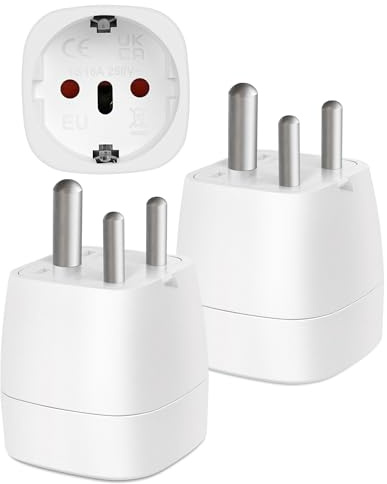 Adattatore Presa India - Vutizal 2 pezzi Adattatore Universale da Viaggio - Adattatore da 2 pin Europa a 3 pin per il India, Nepal, Sri Lanka, Mozambico tipo D