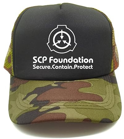 HEBUOUI Baseballmütze für männer Outdoors SCP Trucker Kappe Männer Lustig SCP Foundation Sicher Enthalten Schützen Hut Baseballmütze Cool Sommer Unisex Mesh Netz Kappen Freizeit Geschenk