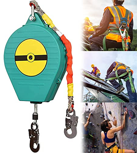 Dispositivo di Sicurezza dell'altezza, Dispositivo Anticaduta Retrattile 3-20m Richiamo Automatico con Gancio Autobloccante, Attrezzature di Protezione Personale per Lavoro Aereo su Tetto