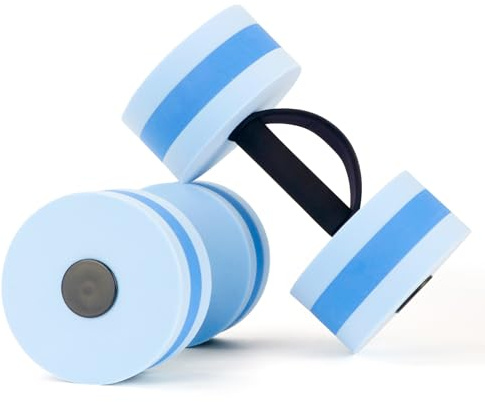 UNAOIWN Water Weights for Pool Exercise 2Pcs Water Dumbbells Water Aerobics Pool Barbells Lightweight Resistance Aquatic Dumbbell for Swimming,Dark and Light Blue