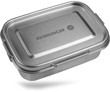 Reishunger Lunchbox Edelstahl – 1200 ml – Auslaufsicher dank Silikondichtung – Inklusive herausnehmbarer Trennwand – BPA-frei
