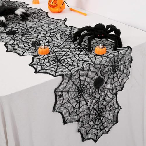 Halloween Tischläufer Spinnennetz 45 x 180 cm Tischdeko für Halloween Deko