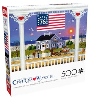 Buffalo Games Charles Wysocki Nantucket 500 Piece Jigsaw Puzzles for Adults | Full-Sized Reference Poster, Precision-Cut Pieces, Snap Fit, 500-Piece Challenge, 21.25 x 15 Finished Size, Made in USA