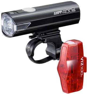 CatEye Bike Lights Set - 400 Lumen LED Front Bicycle Light Front & Back with OptiCube Lens | Multiple Modes, 60hr Battery Life MTB | Rechargeable Cycling Lighting for Night Riding | CatEye Accessories