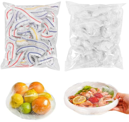 Lot De 200 Couvercles D'assiettes Réutilisables Charlotte Alimentaire En Plastique Transparent Extensible Avec Bande Élastique Pour La Conservation Des Aliments