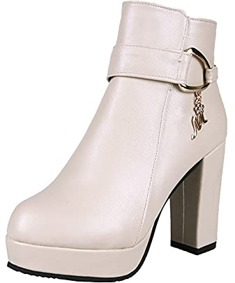 Cocila Botas Tacones Gruesos Cremallera Transpirable Zapatos Para Mujer De Alta Botines Planos Vestir Altas Piel Planas Negro Tacon Fino Bajo Impermeables Agua Hombre Negras Womens Boots Mustang