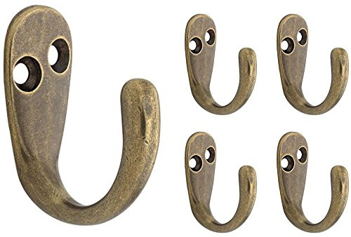 Franklin Brass FBSPRH5-AB-C Single Prong Robe Hook (5 Pack), 5-Pack, Antique Brass, 5 Piece