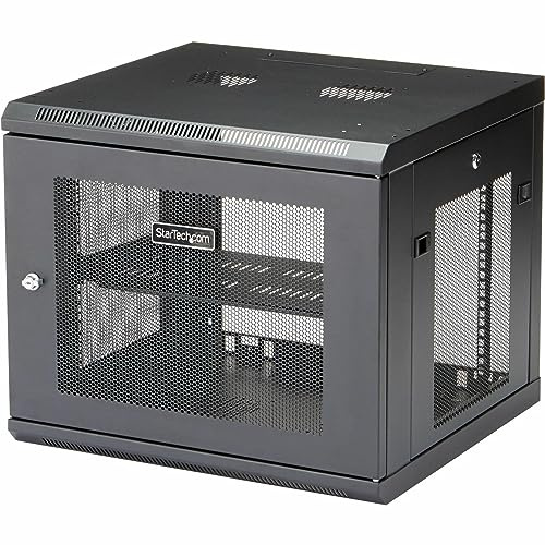 StarTech RK920WALM 9HE Wandmontage Server Schrank, 53 cm Schwarz | 19 Wand-Rack für Daten / AV / Elektronik / Computer, Kleines Belüftetes Rack-Gehäuse