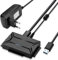 AGPTEK USB 3.0 to IDE/SATA Converter, Hard Drive Adapter with Power Switch for 2.5/3.5 SATA/IDE SSD Hard Drive Disks & 5.25 CD/DVD Drives, Support 2TB, Include 12V 2A Power Adapter & USB 3.0 Cable