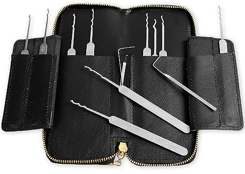 MULTIPICK ELITE 13 Lockpicking Set BOGOTA [13 Teile inkl. Lederetui] Profi Lockpicking Kit - Schlösser knacken - Lock Picks inkl. Spanner
