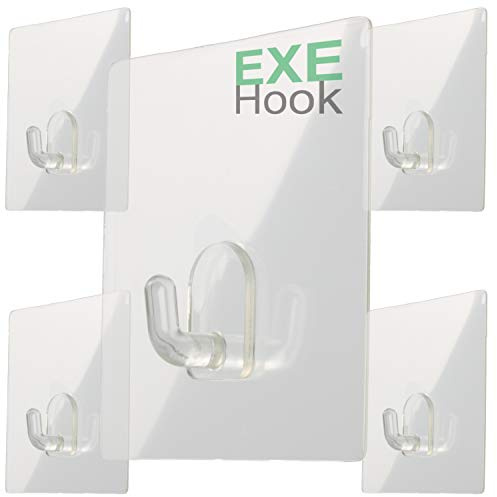 EXEHook Wandhaken Saugnapf/Selbstklebend für Küche, Bad, Caravan transparent (4Kg S eckig 4er Set)