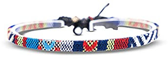 Made by Nami Boho Surfer-Armband Damen & Herren - Handmade Strand Festival Accessoires - Ethno Hippie Style - 100% Wasserfest & Verstellbar - Freundschaftsarmbänder Mädchen (Blau Ethno)